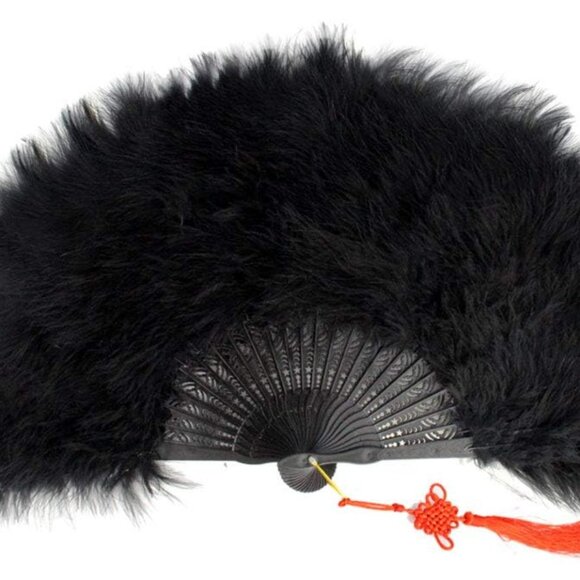 Vintage Style Marabou Feather Hand Fan - Picture 4 of 6